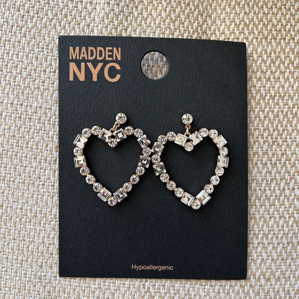 NWOT Madden NYC Heart Earrings
